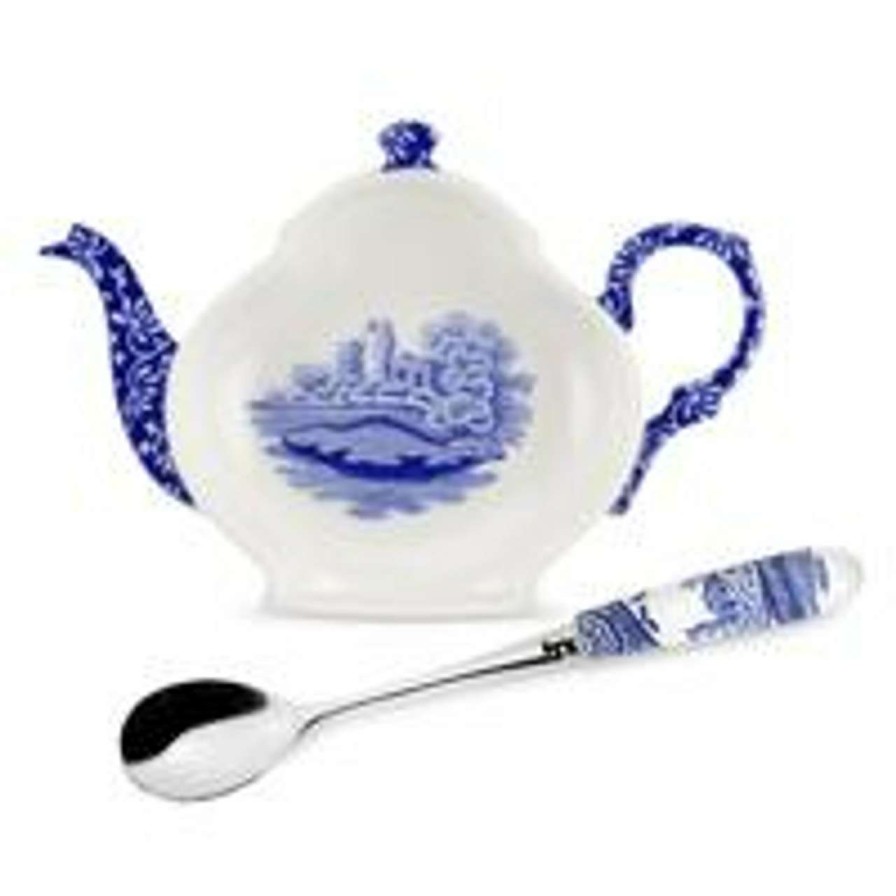 Tabletop * | Less Expensive Spode Tea Bag Tidy & Spoon