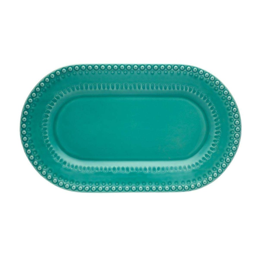 Tabletop * | Discount Online Bordallo Pinheiro Fantasy Oval Platter Aqua