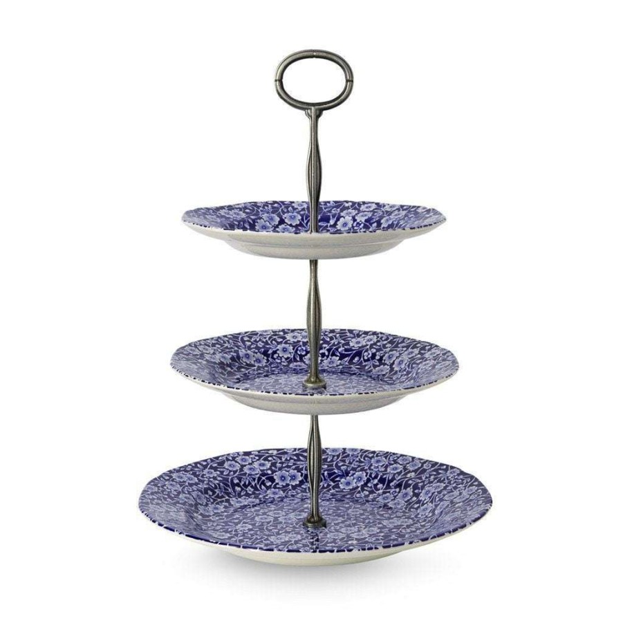 Tabletop * | Clearance Burleigh 3-Tier Cake Stand Blue Calico