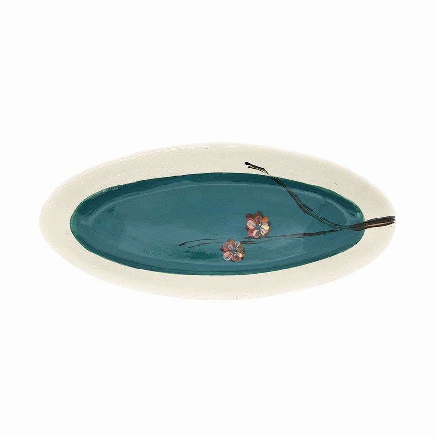 Tabletop * | Large Choice Wonki Ware Cherry Blossom Bamboo Platter Marine