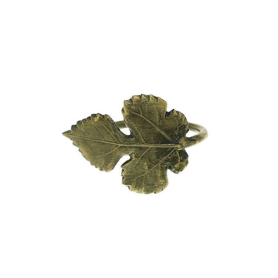 Tabletop * | Shop Walton & Co Leaf Napkin Ring Antique Gold