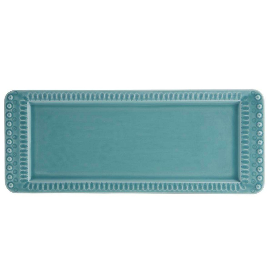 Tabletop * | Exquisite Gifts Bordallo Pinheiro Fantasy Rectangular Tray Aqua