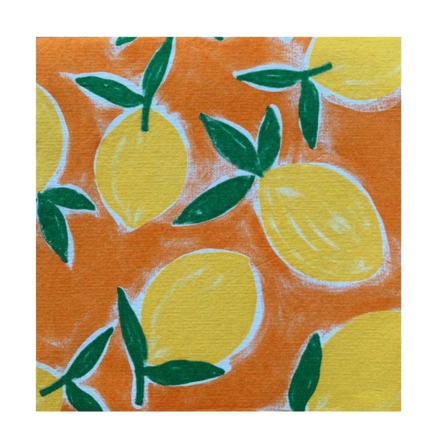 Tabletop * | Official Francoise Paviot Dinner Napkins Lemon/Orange