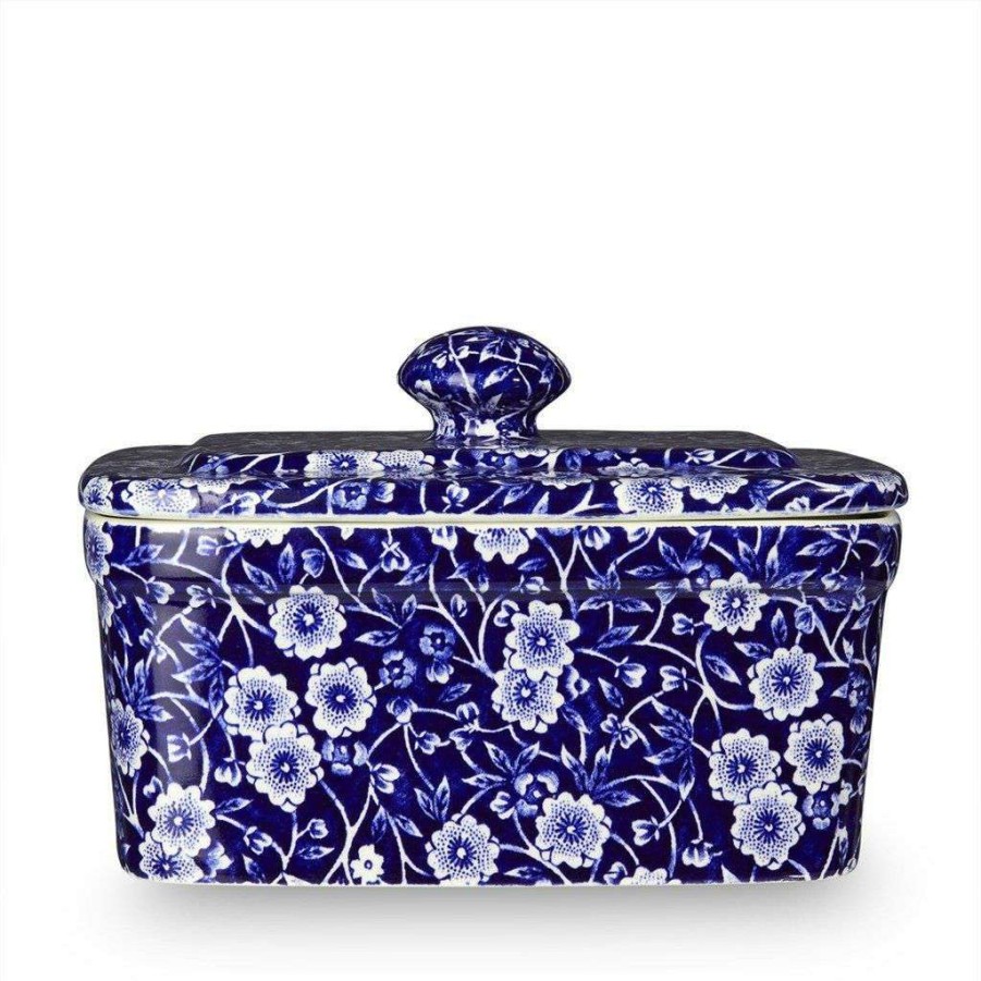 Tabletop * | Tendy Style Burleigh Butter Dish With Lid Blue Calico